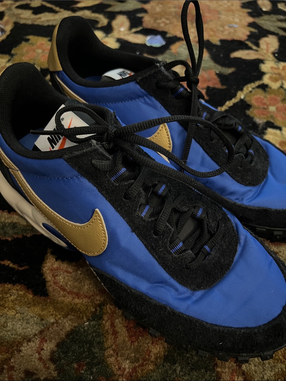 Nike Air Max Waffle Racer SP Royal Blue Sneakers with Gold Swoosh Mens 8